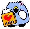 AEDを持っている「ごずっちょ」のイラスト