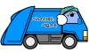 ゴミ収集車に乗っている「ごずっちょ」のイラスト