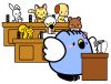 議会答弁をしている「ごずっちょ」のイラスト