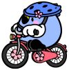 ヘルメットをかぶり自転車を運転している「ごずっちょ」のイラスト