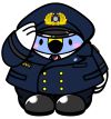 消防団ブレザー制服を着て敬礼している「ごずっちょ」のイラスト
