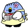 図書館司書になり本を運ぶ「ごずっちょ」のイラスト