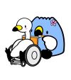 車いすを押しているごずっちょ