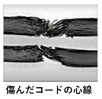 傷んだコードの心線の画像