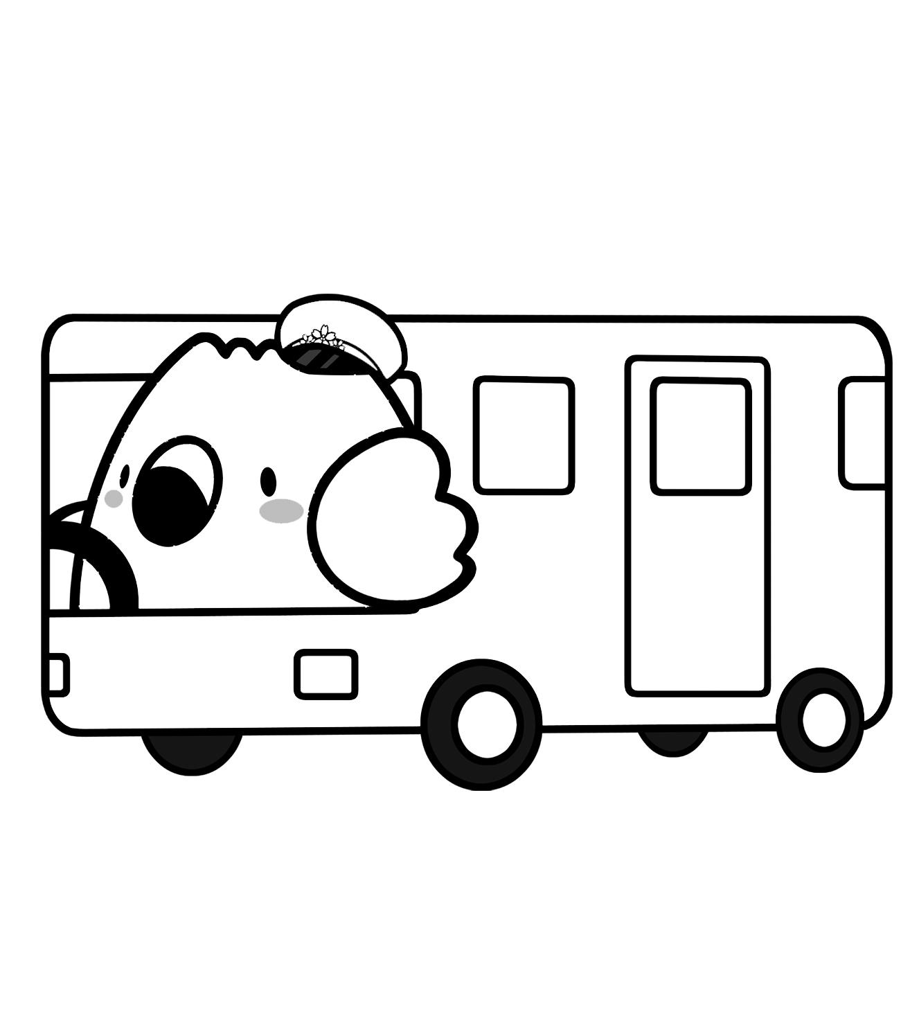 バスを運転している「ごずっちょ」のイラスト