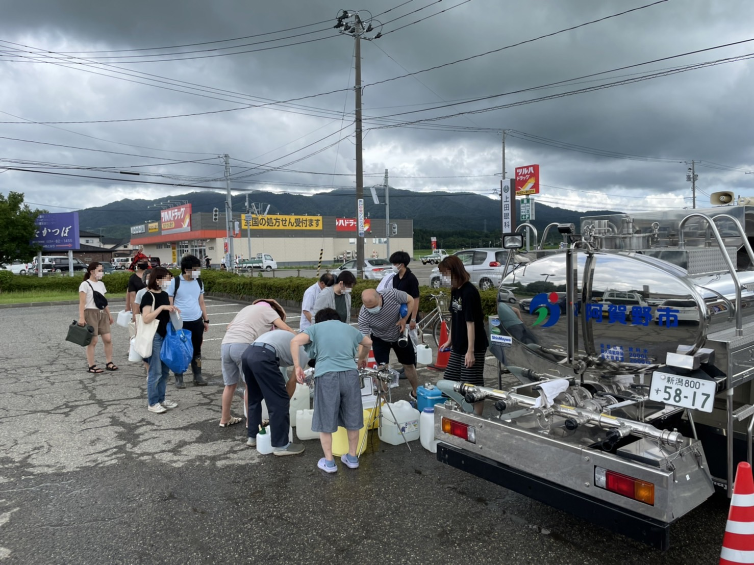 村上市での応援給水1日目