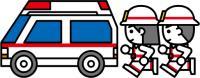 救急車と2人の救急隊のイラスト